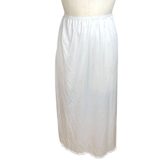 Vintage Vanity Fail Half Slip Long Slit Small Womens Nylon w Lace Trim Lingerie - Picture 1 of 9